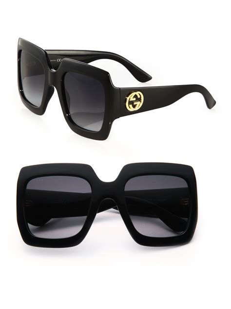 gucci women's 54mm oversized square sunglasses - black|Gucci large square frame sunglasses.